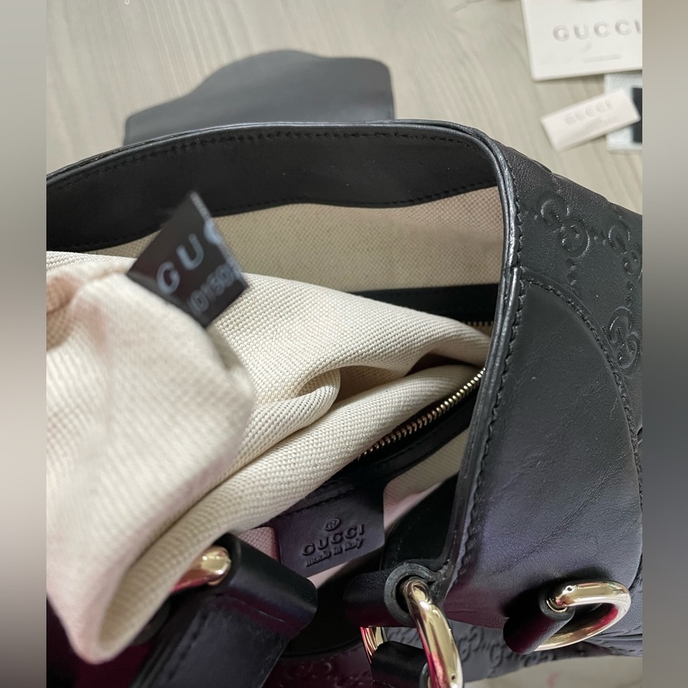 Gucci Black Embossed GG Tassel Hobo Bag - Picture 11 of 13